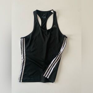 adidas Black Racerback Tank with 3 stripes